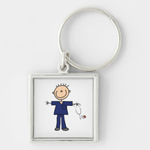 Chaveiro Enfermeiro Homem Figura de Palito - Azul