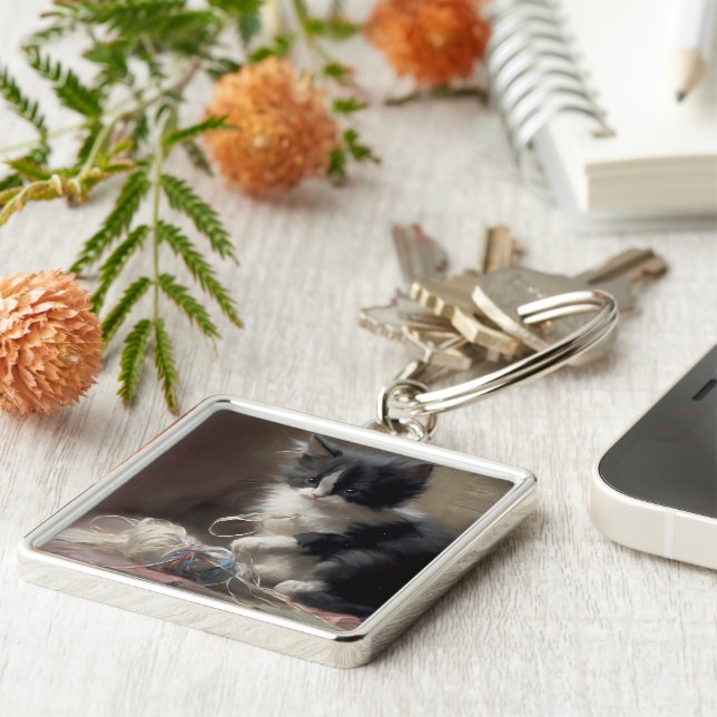 Chaveiro Enfiado em preto e branco divertidos (Lateral)