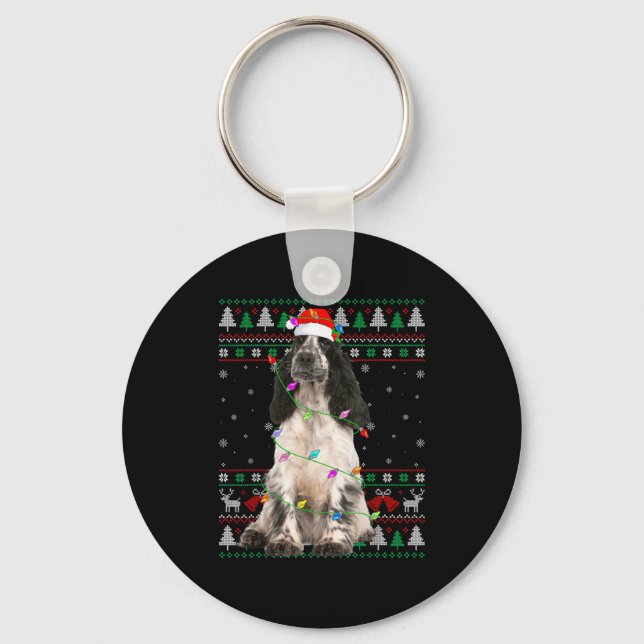 Chaveiro English Springer Spaniel Dog Christmas Ugly Sweate (Frente)