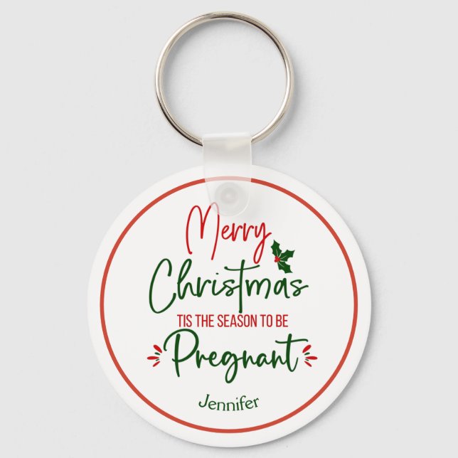 Chaveiro Engraçada Gravidez Anúncio de Natal (Frente)