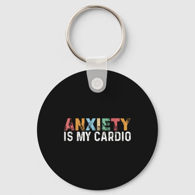 Chaveiro Engraçado Ansiedade É Meu Cardio Retro Saúde Menta (Frente)