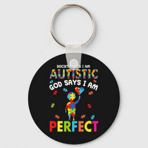 Chaveiro Engraçado Autismo cita "A Sociedade diz que sou A