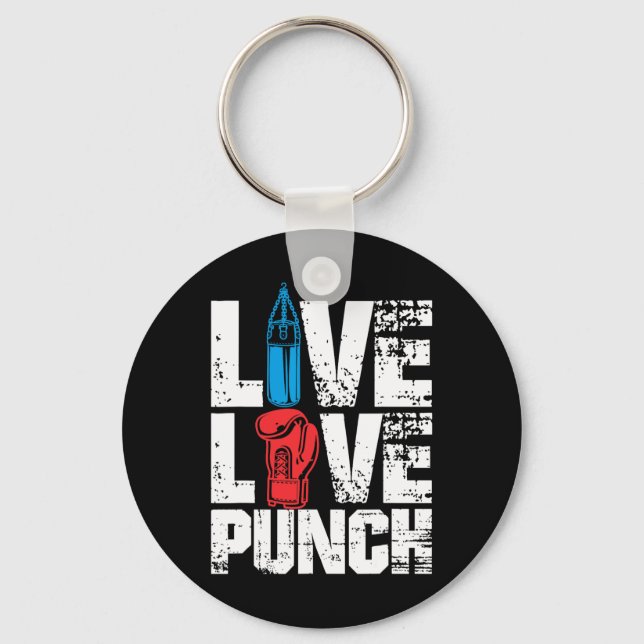 Chaveiro Engraçado Boxando, Tee Live Love Punch (Frente)