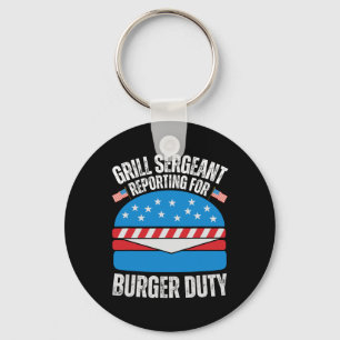 Chaveiro Engraçado Burger Amante Americano Flag Feliz 4º De