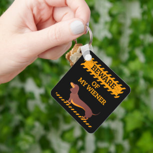 Chaveiro Engraçado Cachshund Cachorro Cuidado com o meu pre