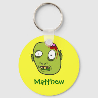 Chaveiro Engraçado Cartoon Zombie Rosto Personalizado Nome 