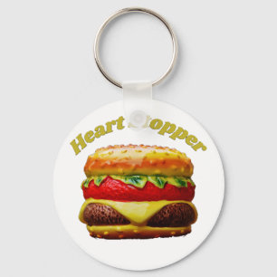 Chaveiro Engraçado Cheeseburger Heart Stopper Design