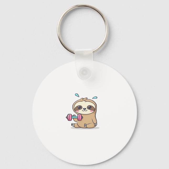 Chaveiro Engraçado Chibi Sloth Workout - Um Bom Cartoon Kaw (Frente)