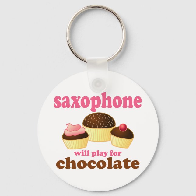 Chaveiro Engraçado Chocolate Saxofone (Frente)