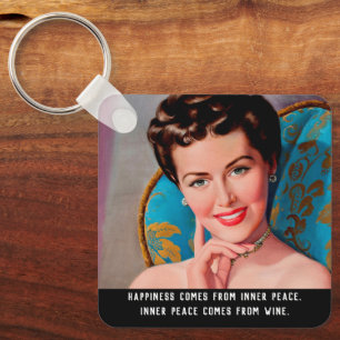 Chaveiro Engraçado Citação de Vinho Retro Homemaker