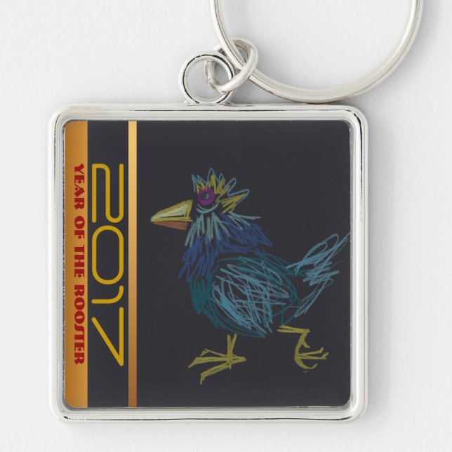 Chaveiro Engraçado Cockerel Chinês Rooster Ano Zodiac KeyC (Frente)