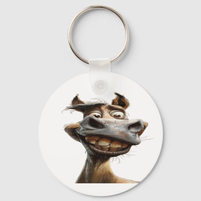 Chaveiro Engraçado design de arte burro (Frente)