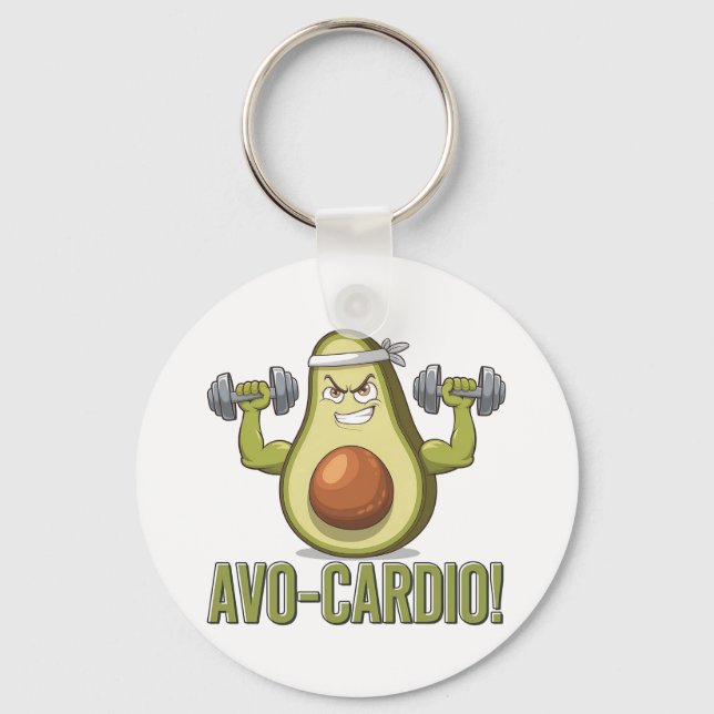 Chaveiro Engraçado Design de Malhação Avo-Cardio Avocado (Frente)