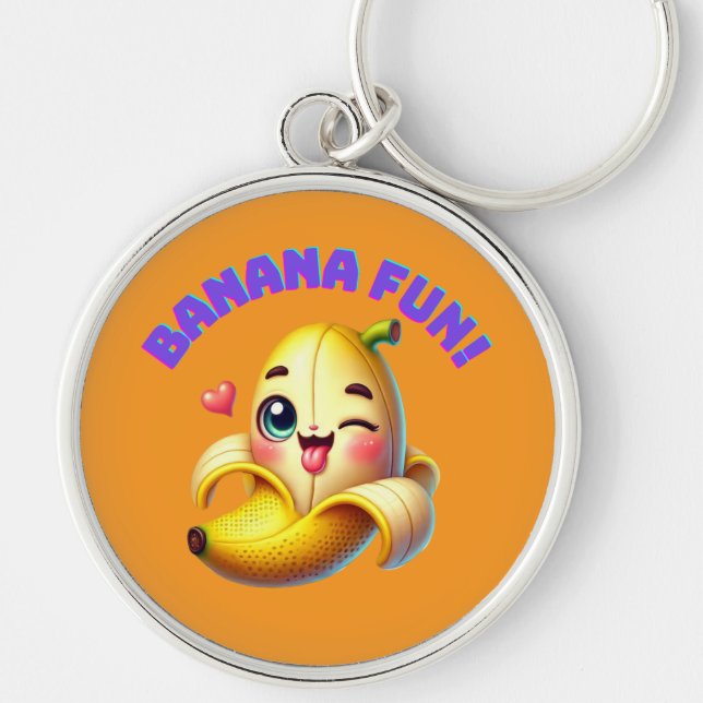 Chaveiro Engraçado Design de Winking Banana para diversão e (Frente)
