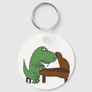 Chaveiro Engraçado Dinossauro T-Rex Tocando Piano