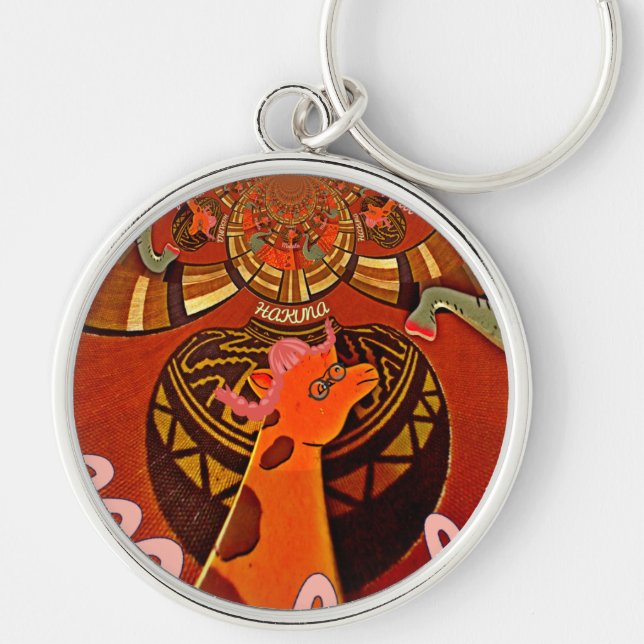 Chaveiro Engraçado Elegante Girafa Acessorizada Estilo Afri (Frente)