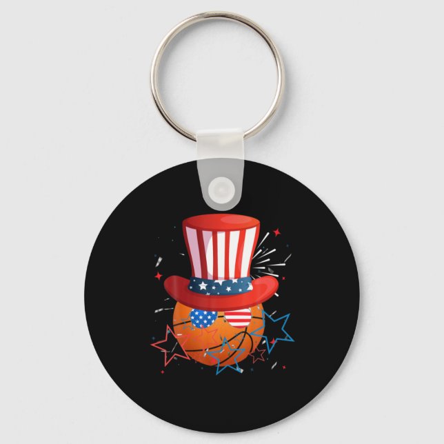 Chaveiro Engraçado Em 4 De Julho Para Jogadores De Basquete (Frente)