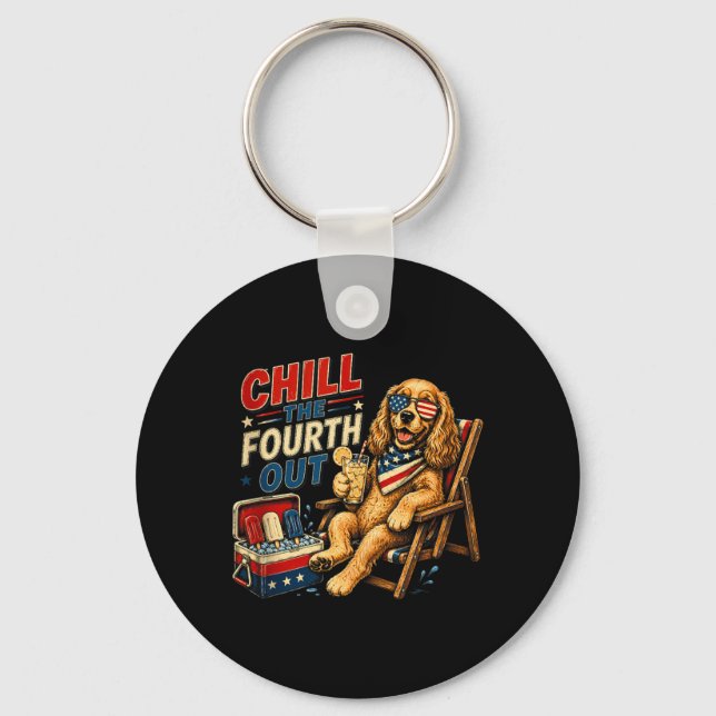Chaveiro Engraçado Esfriar O Quarto Fora Cocker Spaniel 4 D (Frente)