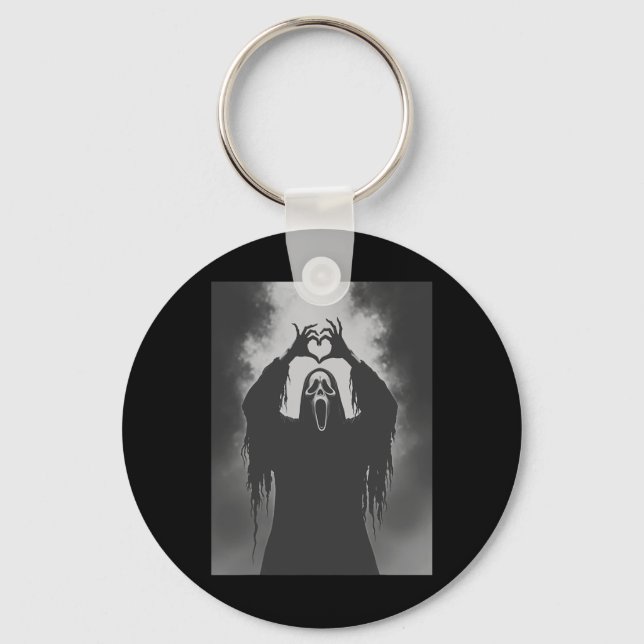 Chaveiro Engraçado Fantasma Mão Coração Sinal Spooky Figuru (Frente)