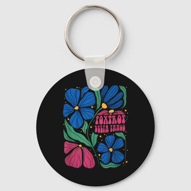 Chaveiro Engraçado Foxtrots Deltas Tangos Flower Boho (Frente)