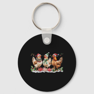 Chaveiro Engraçado Frango de Natal Luz de Chapéu Fazenda Co