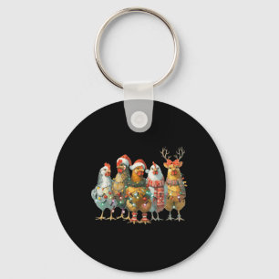 Chaveiro Engraçado Frango de Natal Luzes de Fazenda Animal 