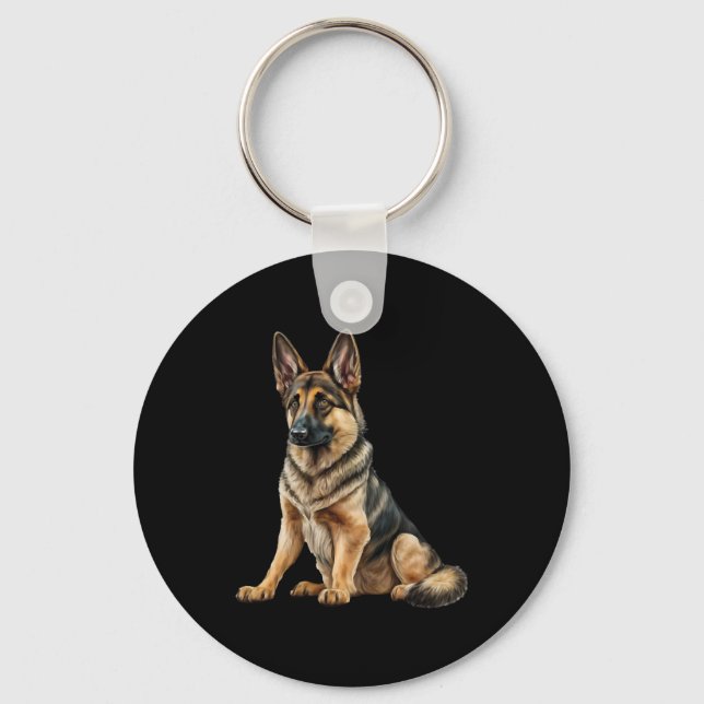 Chaveiro Engraçado German shepherd Cachorro Kawaii. (Frente)