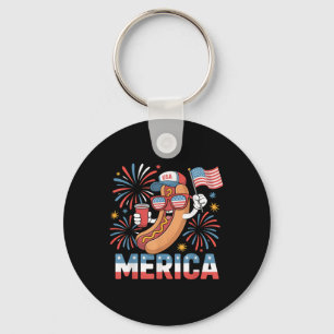 Chaveiro Engraçado Hotdog Patriótico Merica Estilo 4 De Jul
