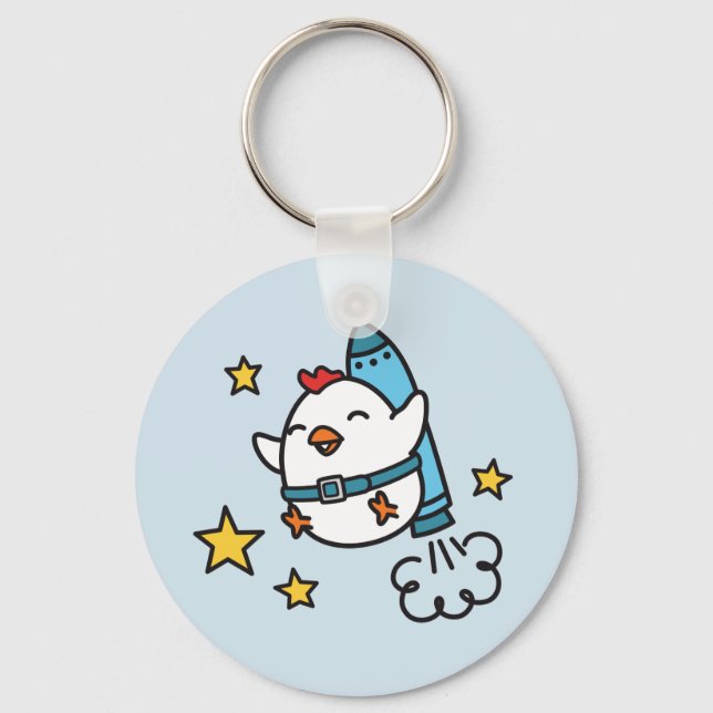 Chaveiro Engraçado Jetpack Chicken Design (Frente)