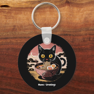 Chaveiro Engraçado Kawaii Gato Comendo Ramen Noodles Animes