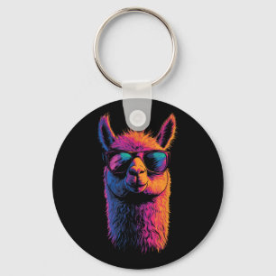 Chaveiro Engraçado Llama com óculos escuros coloridos sem a