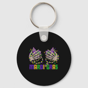 Chaveiro Engraçado Mardi Gras Skeleton Mãos Com Miçangas E 