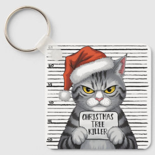 Chaveiro Engraçado Matador de Árvore de Natal Gato