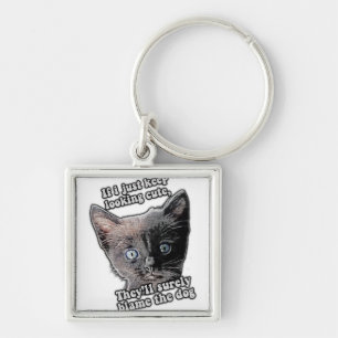 Chaveiro Engraçado meme de gato zangado para donos de gatos