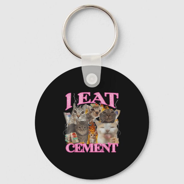 Chaveiro Engraçado Memória De Gato Eu Comi Cimento, Cimento (Frente)