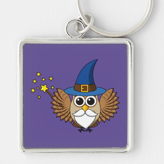 Chaveiro Engraçado Merlin, o Cartoon da Coruja Mágica (Frente)