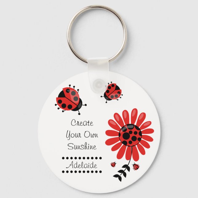 Chaveiro Engraçado Moderno Vermelho Ladybug Personalizado (Frente)