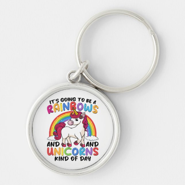 Chaveiro engraçado monocórnio arco-íris (Frente)