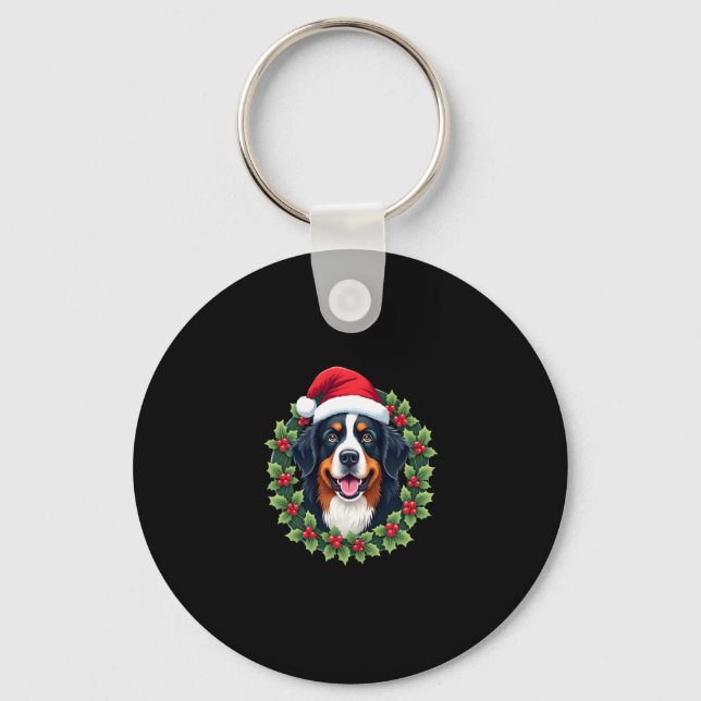 Chaveiro Engraçado Natal Bernese Mountain Dog Topo (Frente)