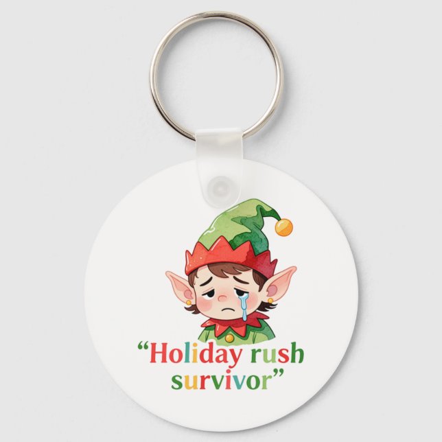 Chaveiro Engraçado Natal Elf Holiday Rush Survivm Sarcasm (Frente)