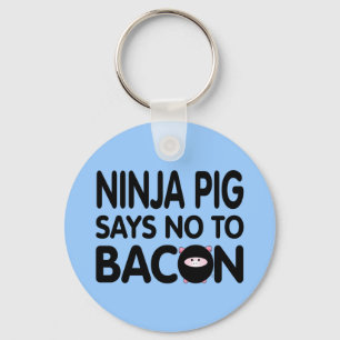 Chaveiro Engraçado Ninja Pig diz não ao Bacon