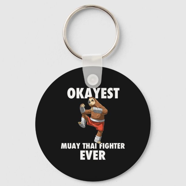 Chaveiro Engraçado Okayest Sloth Fighter Ever - Muay Thai (Frente)