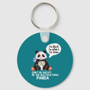 Chaveiro Engraçado Panda contra o Racismo Branco Negro e As