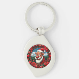 Chaveiro Engraçado Papai Noel com terra e ornamentos
