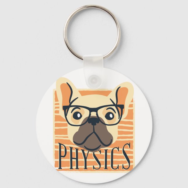Chaveiro Engraçado PHYSICS Francês Bulldog Science Professo (Frente)