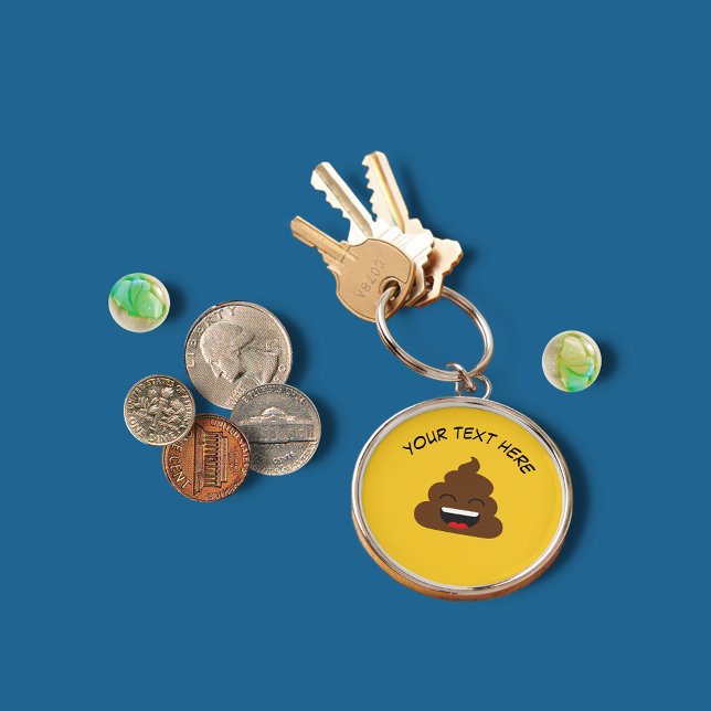 Chaveiro Engraçado Poop Emoji com mensagem personalizada (Criador carregado)