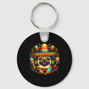 Chaveiro Engraçado Pug Cinco De Mayo Cute Cão Mexicano Somb