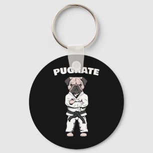 Chaveiro Engraçado Pug Karate Black Belt Amor Arte Marcial