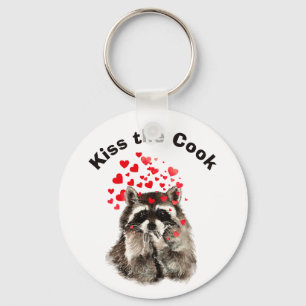 Chaveiro Engraçado Quitação: Beija o Cook Cute Raccoons,