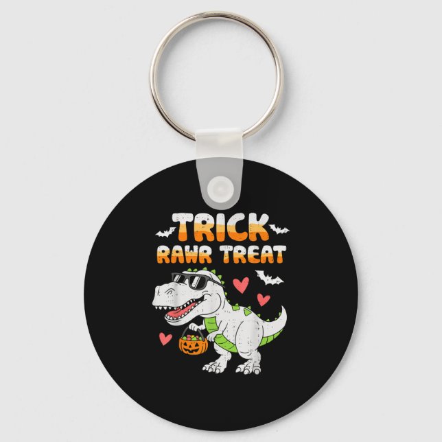 Chaveiro Engraçado Rawr Treat Dinossaur T Rex Halloween Par (Frente)